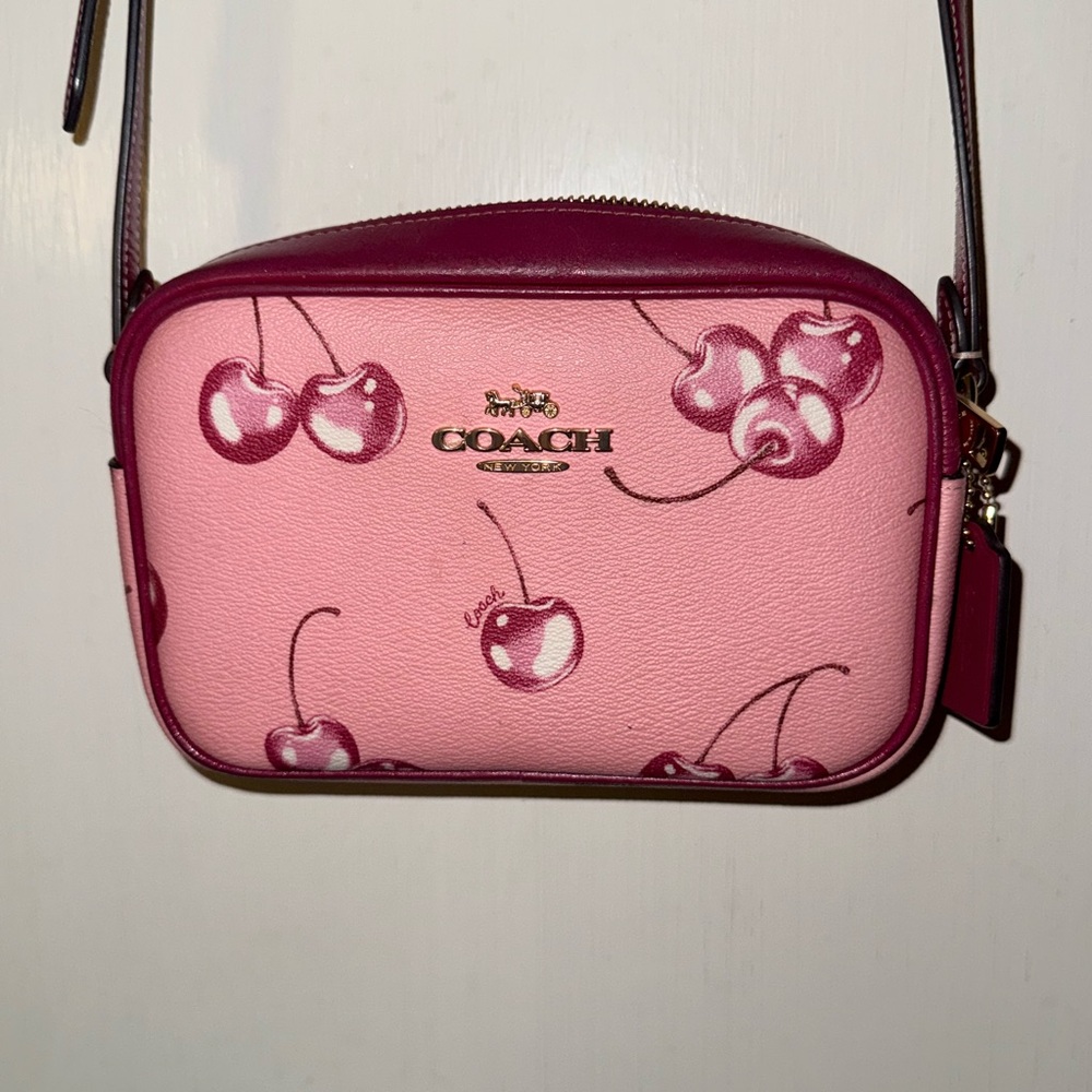 Coach Cherry Print Pink Crossbody Bag